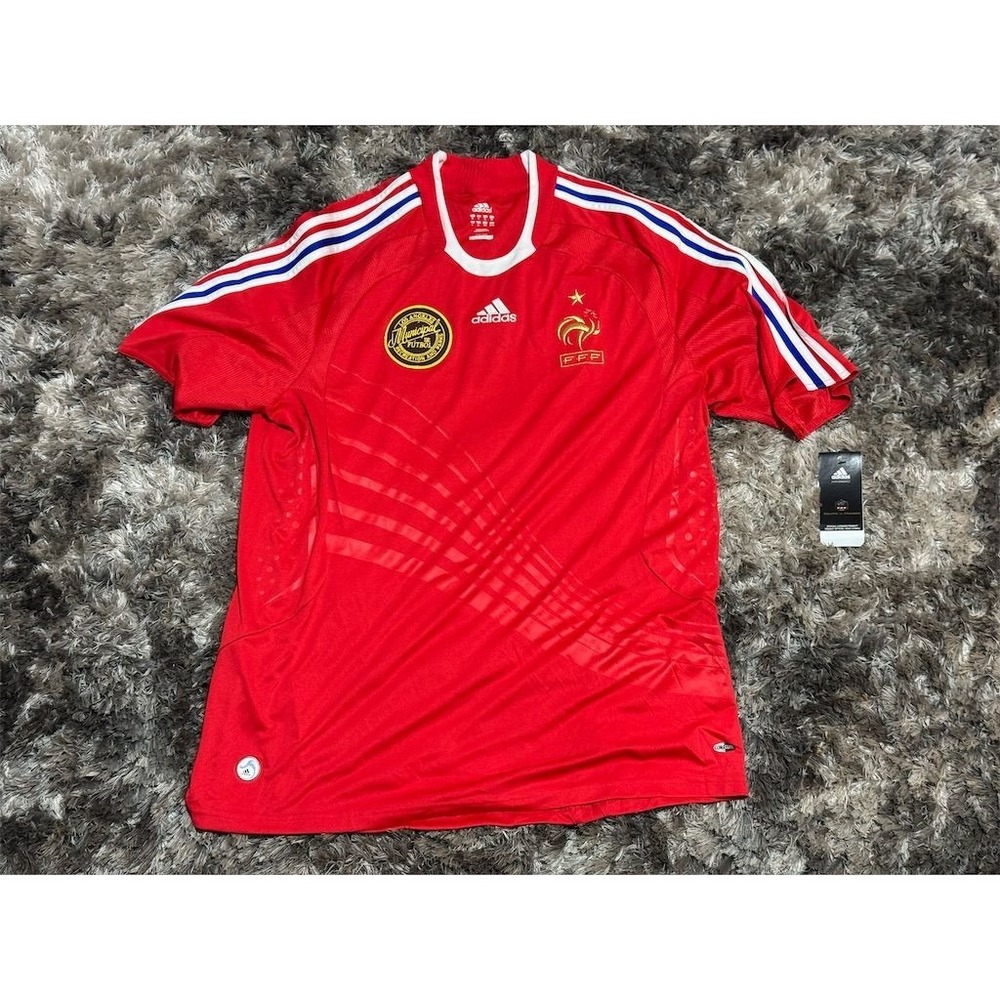 France National Team 08/09 Away Soccer‎ Jersey Men's XL Red Adidas